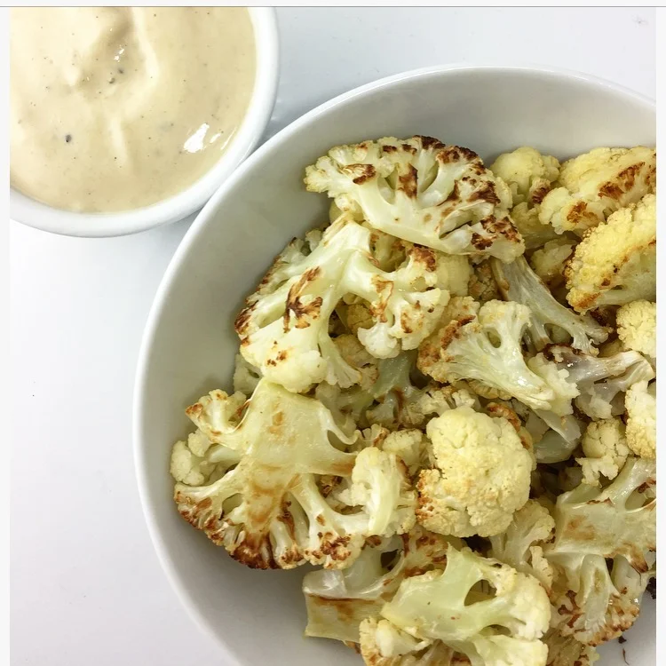 Roasted Veggies with Lemon Tahini Dressing 