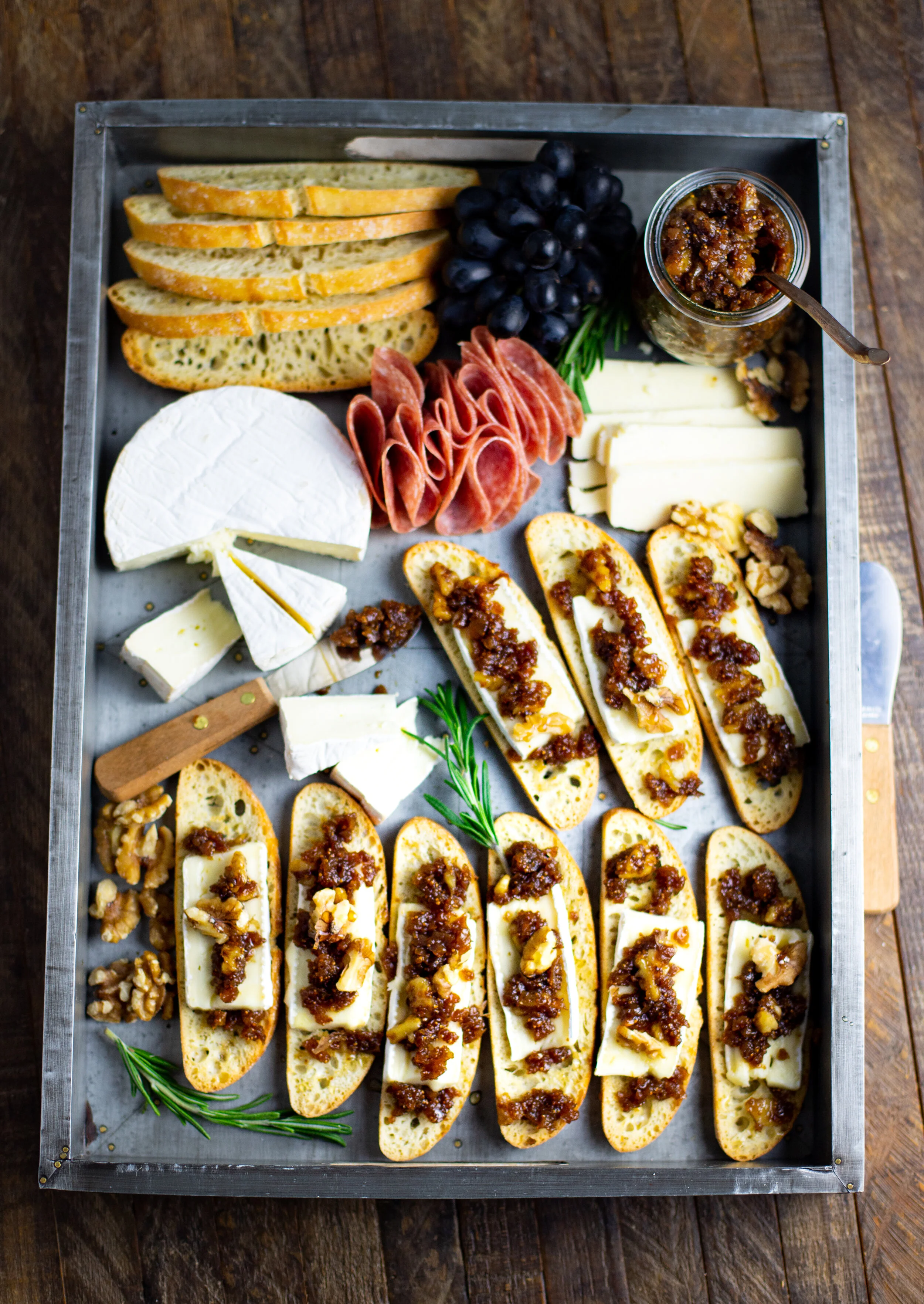 Crostini with Fig Walnut Jam &amp; Brie