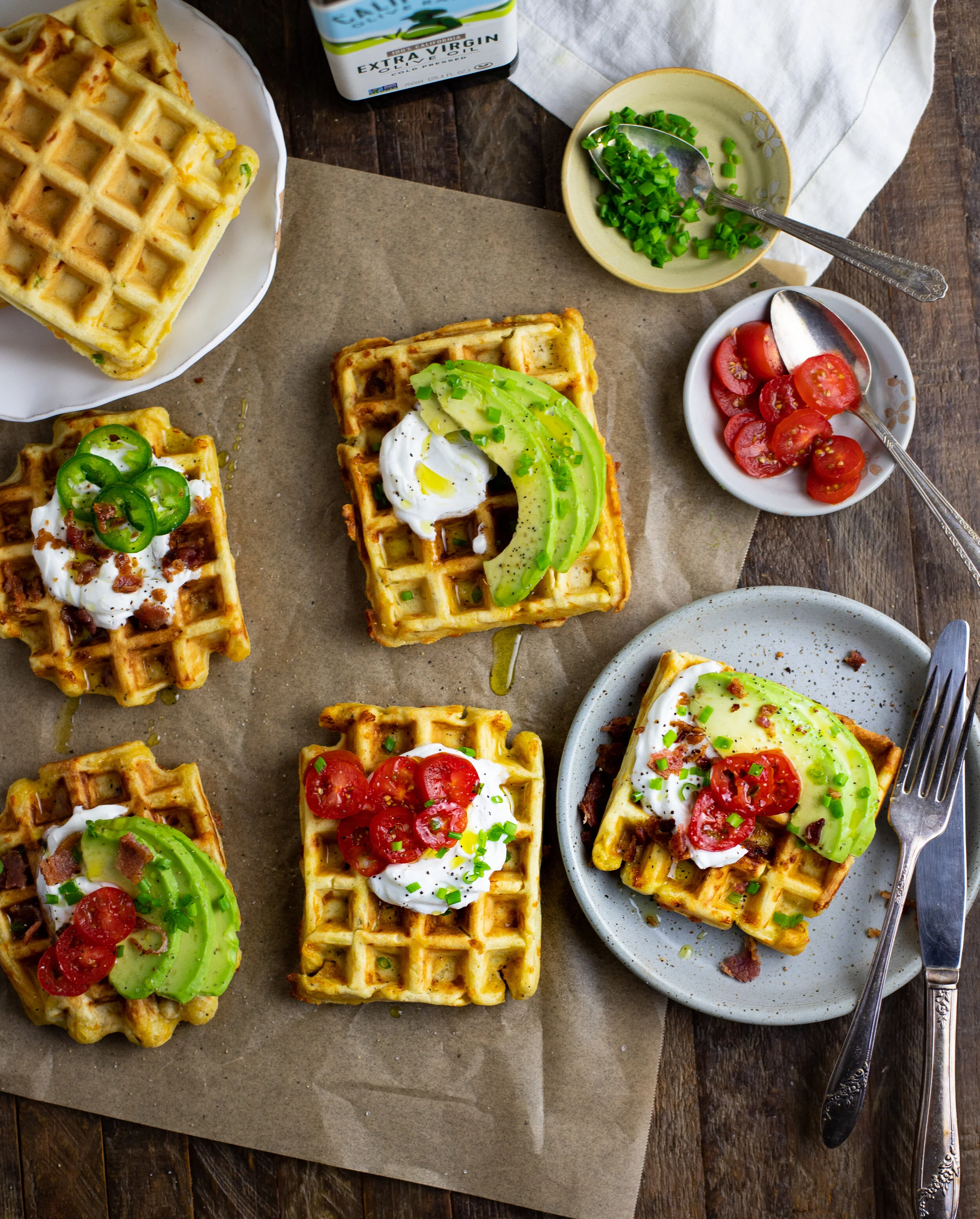 Savory Cheddar Scallion Waffles