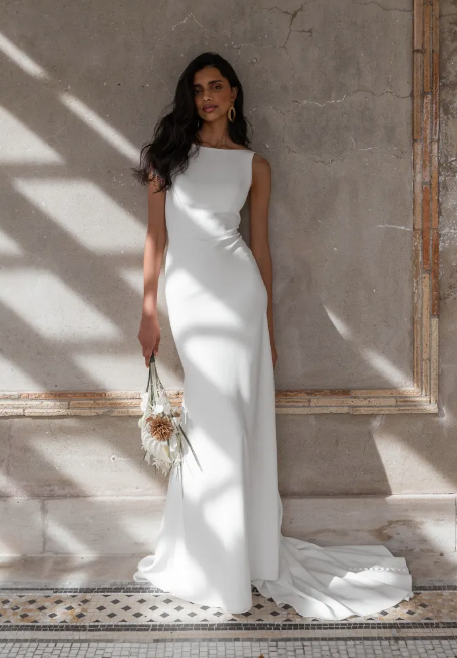 Ivette by Jenny Yoo | Minimalist Boat Neck Wedding Dress Singapore   Unique, Boho Vintage Designer Wedding Dresses & Bridal Accessories | Bridal  Boutique Singapore
