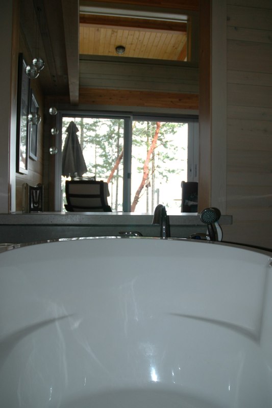 Master bedroom tub with a view
