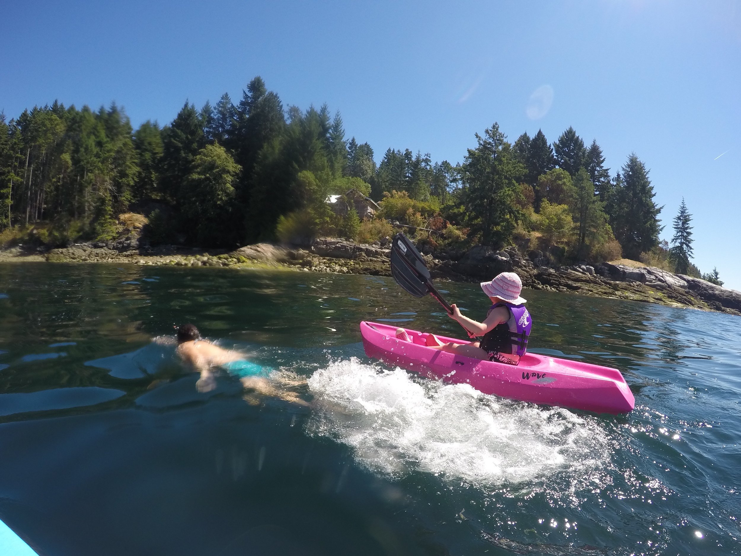 Swimming and kayaking