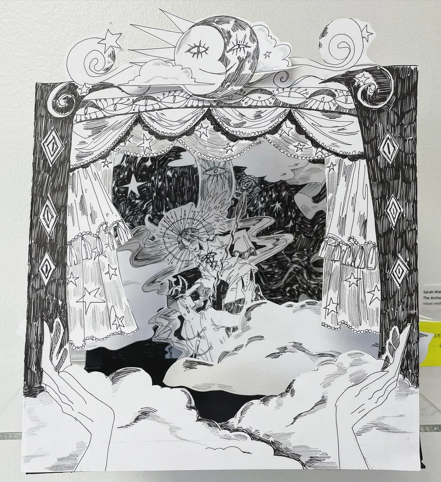 Been having an insanely frustrating Art block lately and I&rsquo;m losing my mind. 
Anyways here&rsquo;s another from my show in December. My rendition of Archangel Michael slaying Satan 👼🏻😈
Done in pencil and inking pen 

 #illustration #diorama