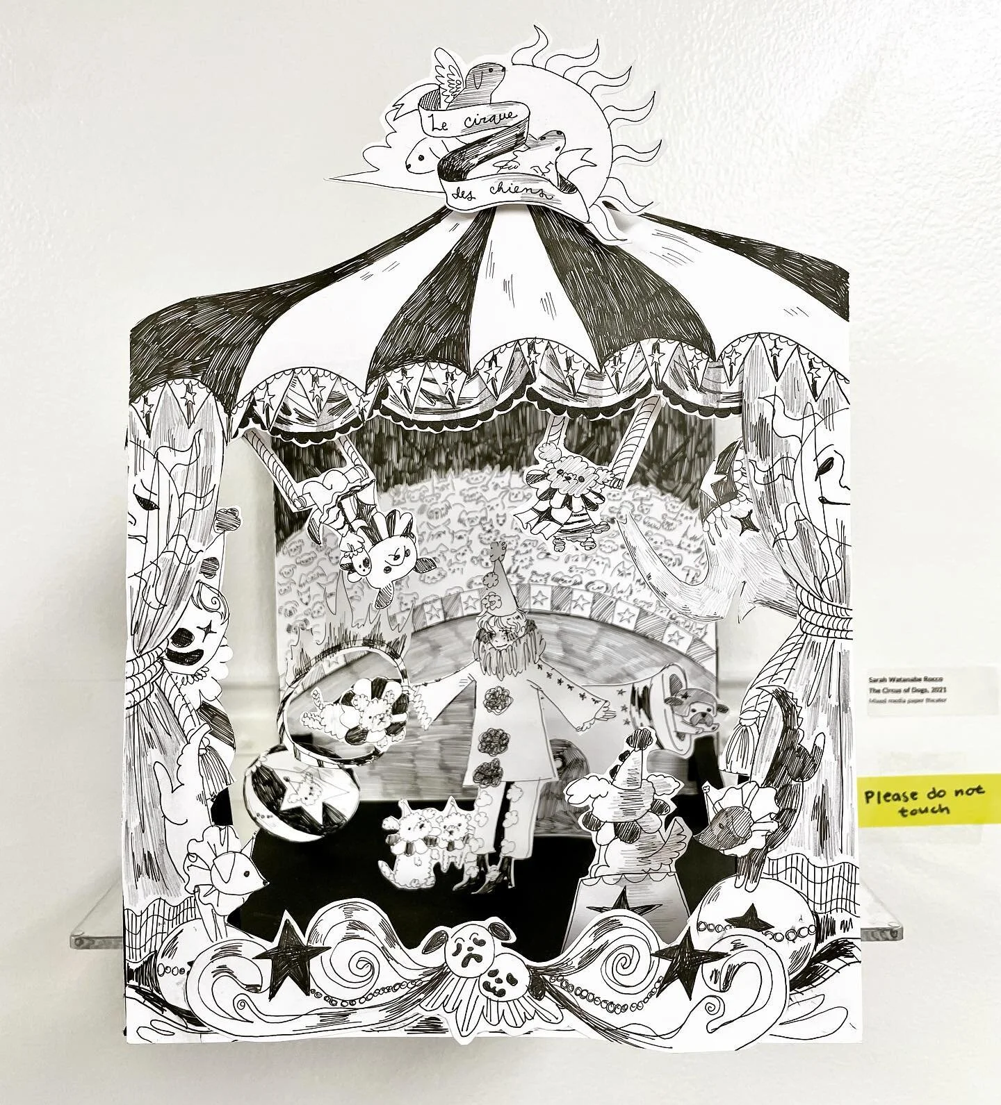 The Circus of Dogs 🐶
A pen and ink diorama that I put together for my show Shadows. 
Going to share all my pieces from my show slowly but surely here! 
#illustration 
#papertheater #diorama #penandink