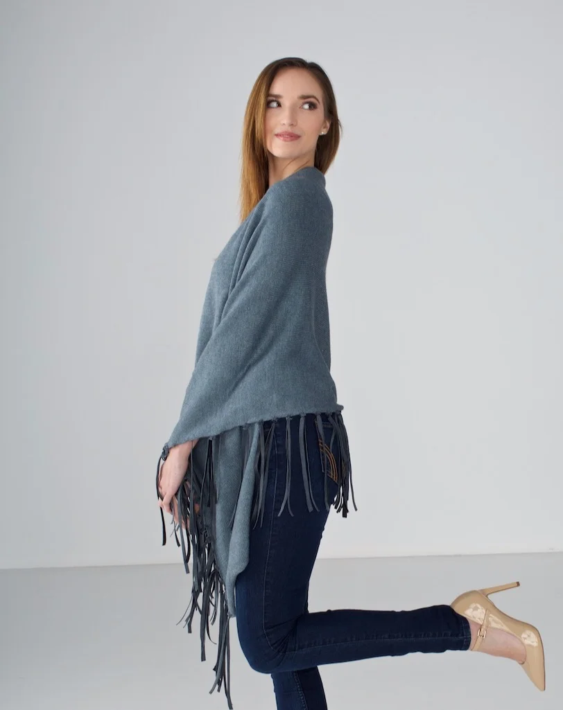 Charcoal Blue Wrap with Leather