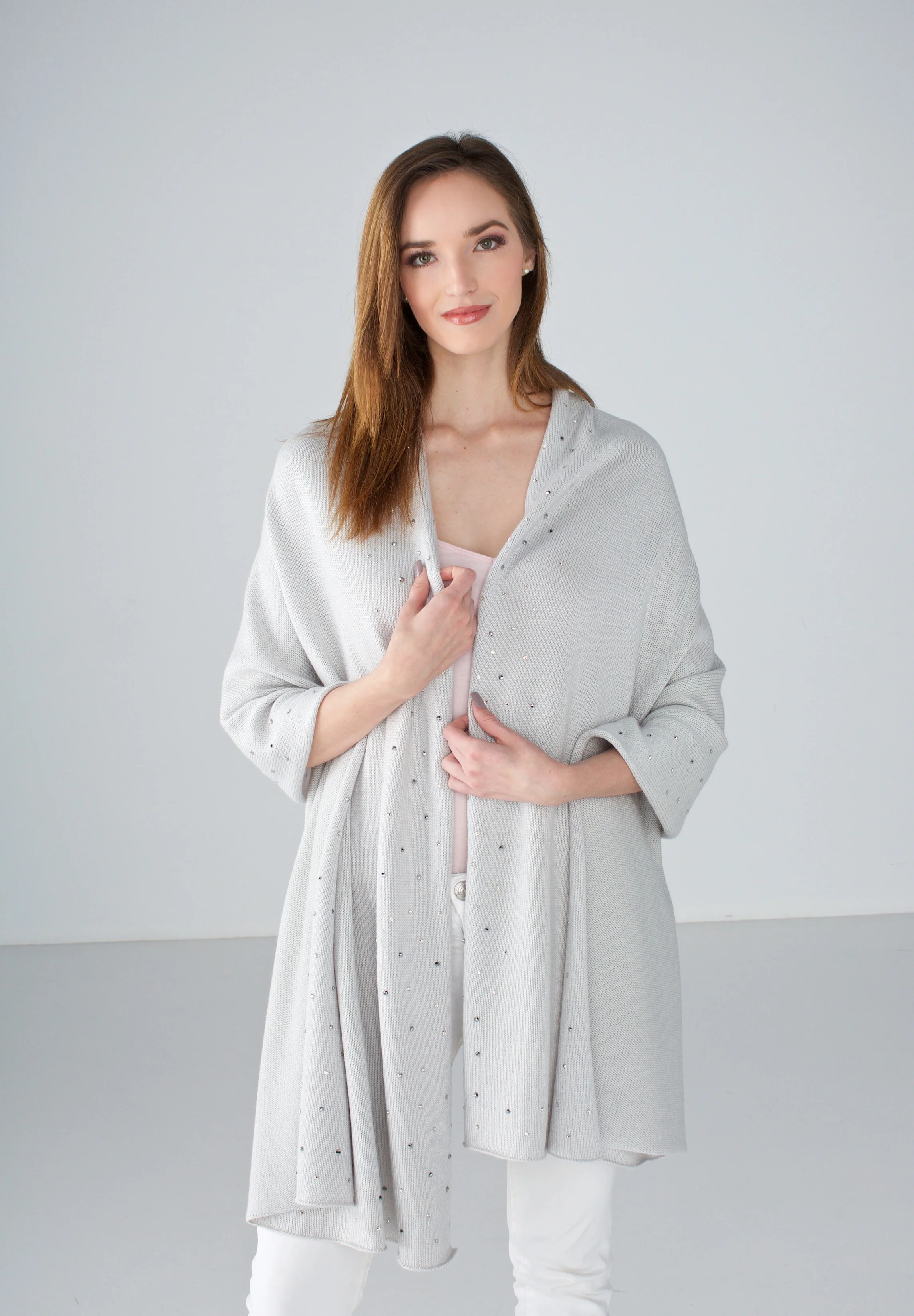Dove Grey Wrap with Crystals