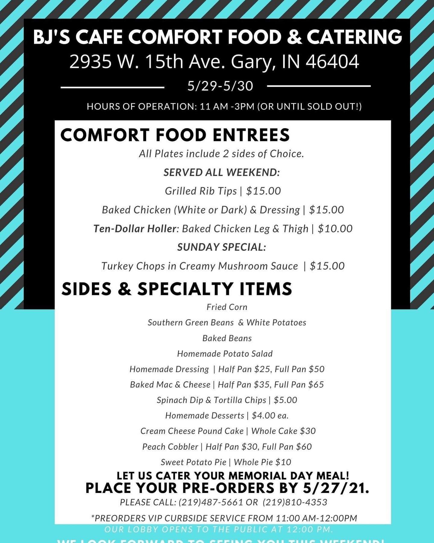Come on out and support this Memorial Day Weekend!! #foodforthesoul #soulfood #southerncomfortfood #sundaydinner #memorialdayweekend #bjholmescafe