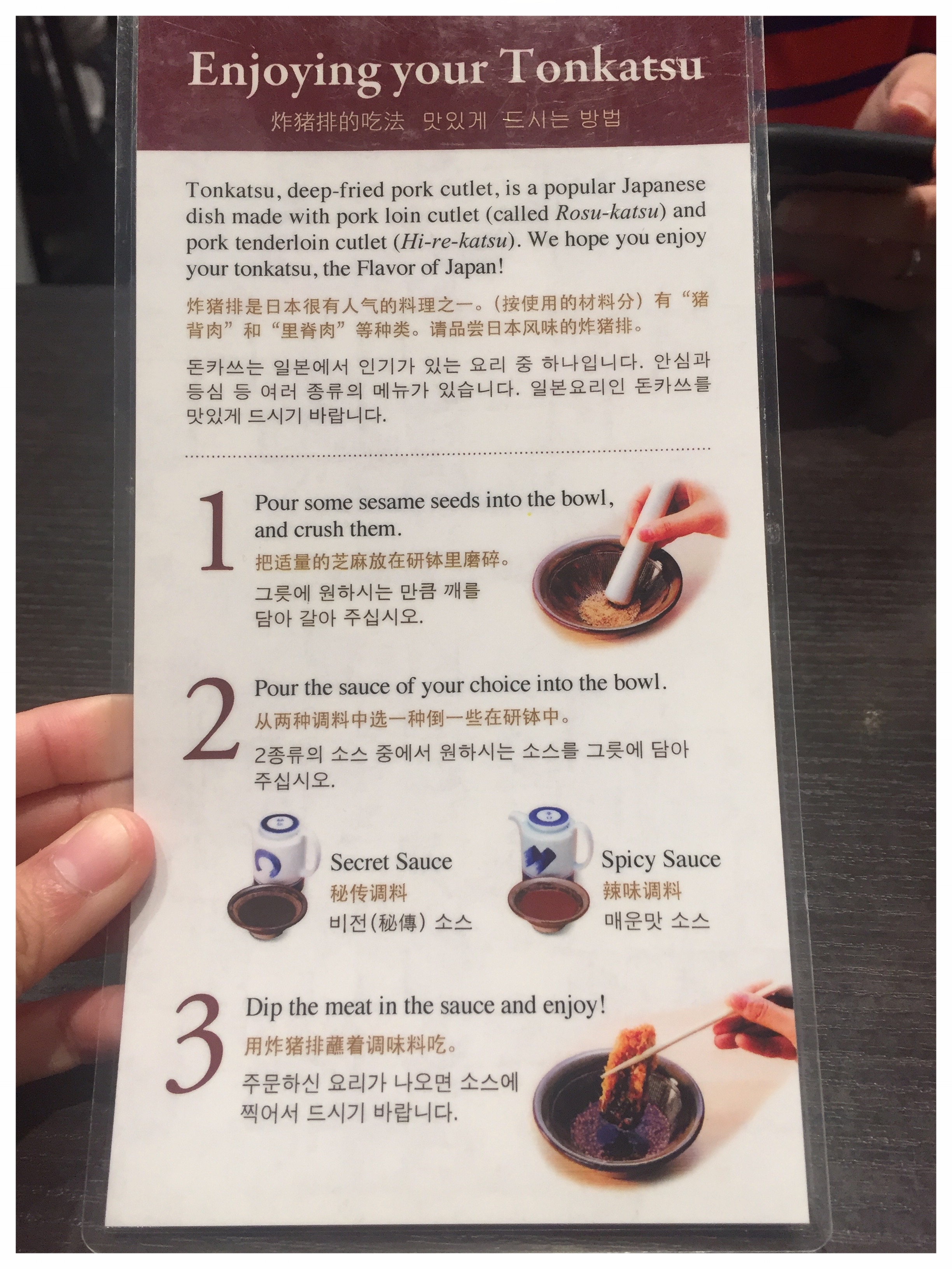 Tourist friendly instructions on how to eat Katsu
