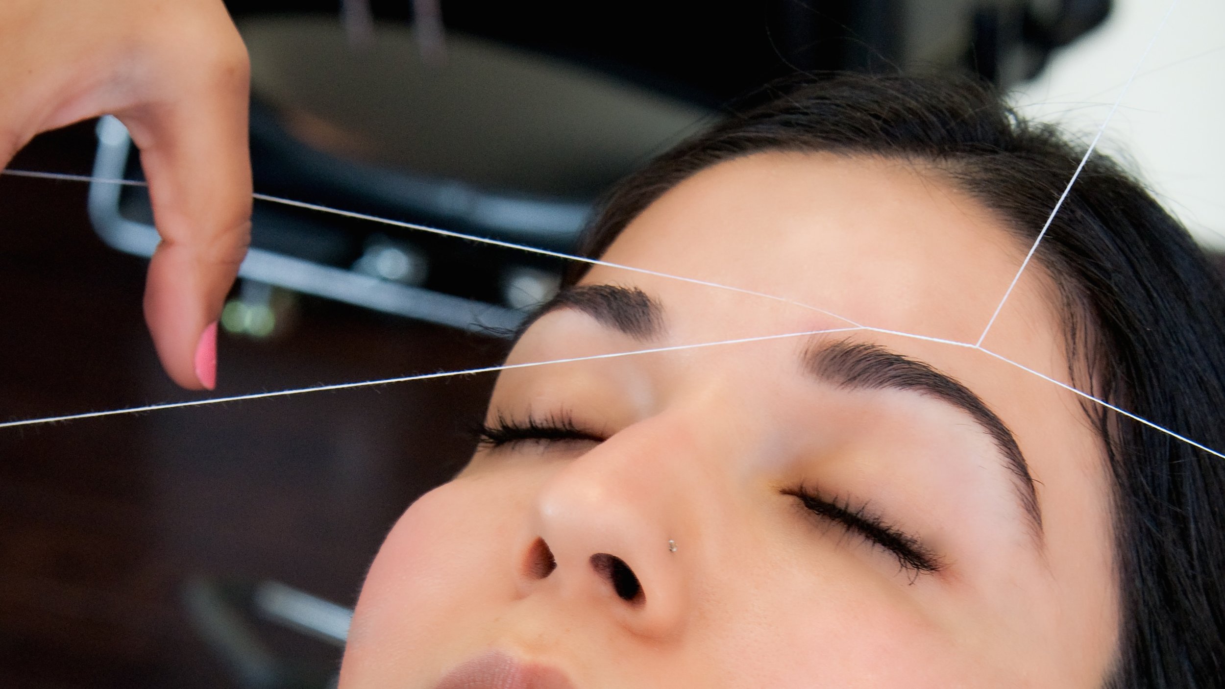 Threading An ancient Indian technique for removing facial hair; it is very delicate procedure, making it suitable for even the most sensitive skin. The art of threading may be seen in the gentle and precise twisting of a length of cotton thread which is twisted along the hairs which are to be removed. The twisting action of the thread traps the hair and lifts it out of the follicle.Threading is more effective and less painful than tweezing; hair re-growth becomes finer and more sparse after regular treatments; and the top layers of skin are not peeled or traumatized in the process.