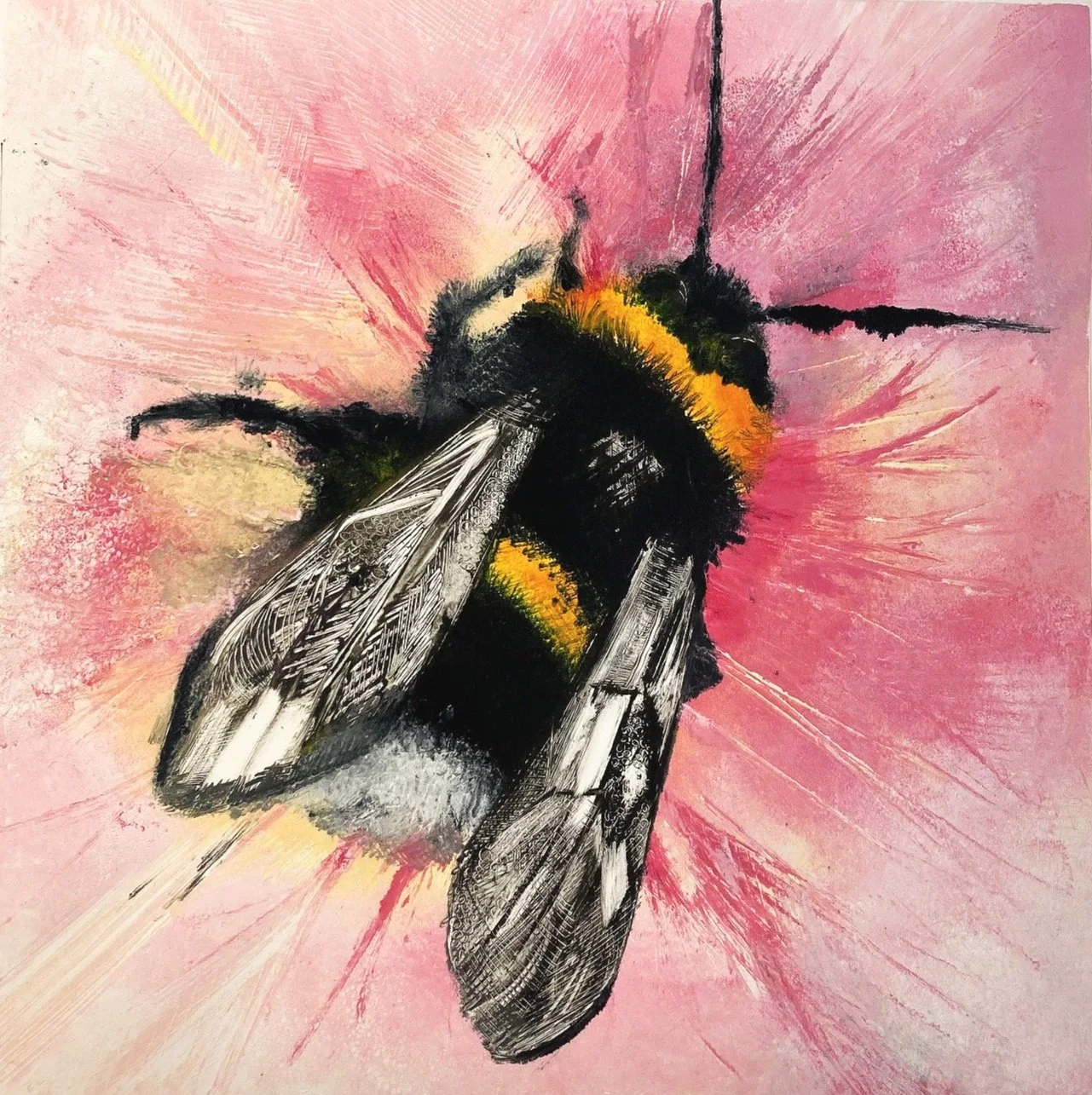 Collecting Nectar Monoprint - Sophie Pearson