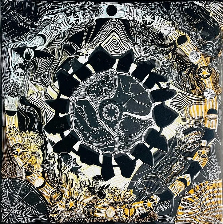 Summer Solstice at Avebury Stones, Linocut Print - Hannah Cantellow
