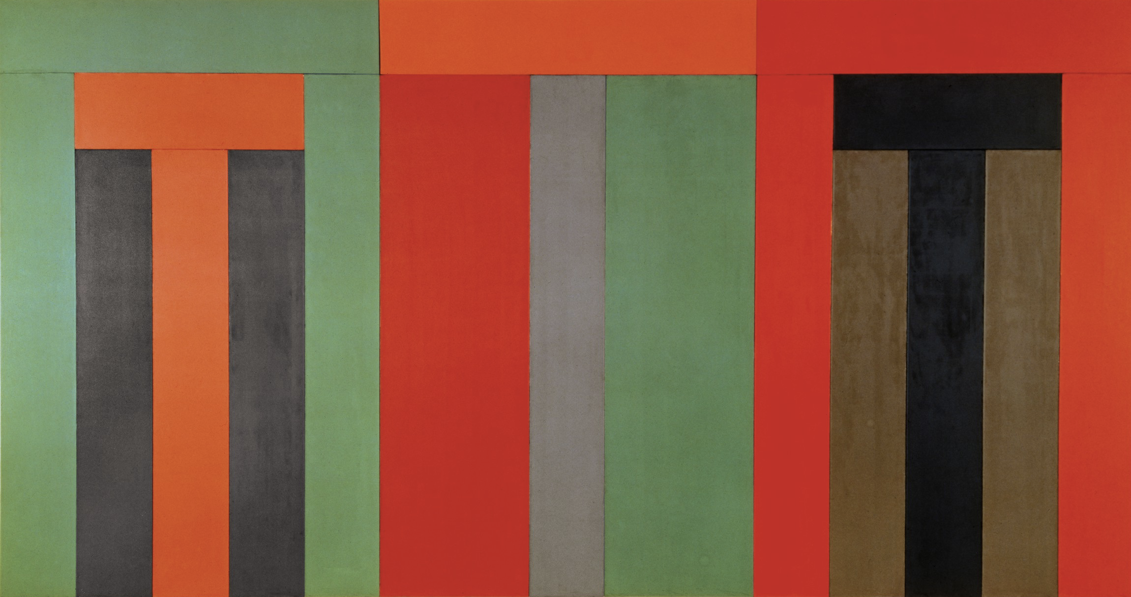Brice Marden, Thira, oil and wax on canvas, 18 panels assembled in 3 parts, overall 243,8 x 457,2 cm, Centre Pompidou, Paris 1979-80