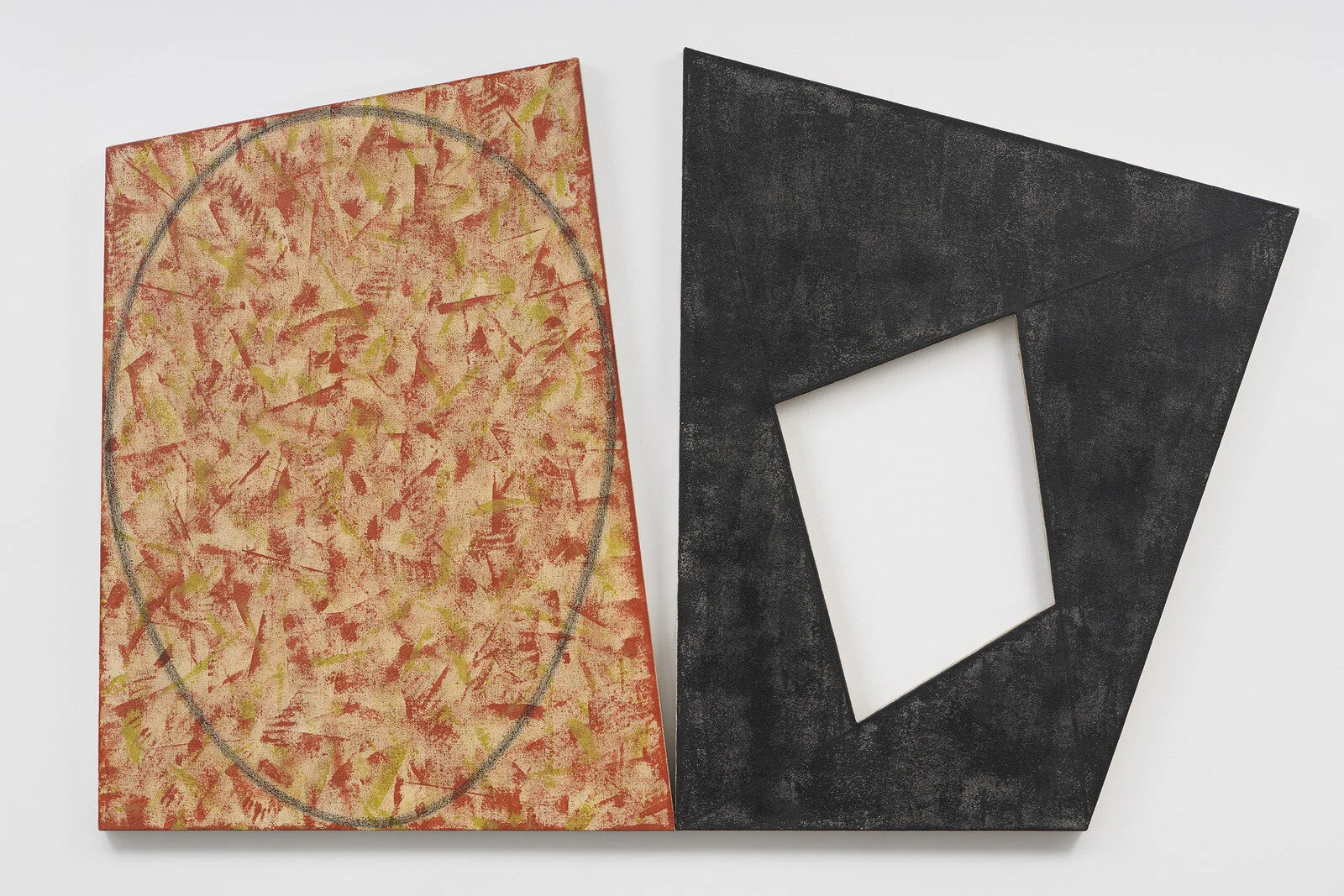 Robert Mangold, Red with Green Ellipse/Black Frame, acrylic and black pencil on canvas, 139.7 cm × 215.9 cm, 1988-89