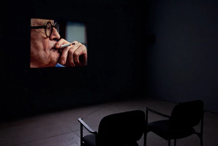 Tacita Dean, Portraits, 2016, 16mm color film, optical sound, 16 minutes, installation view.