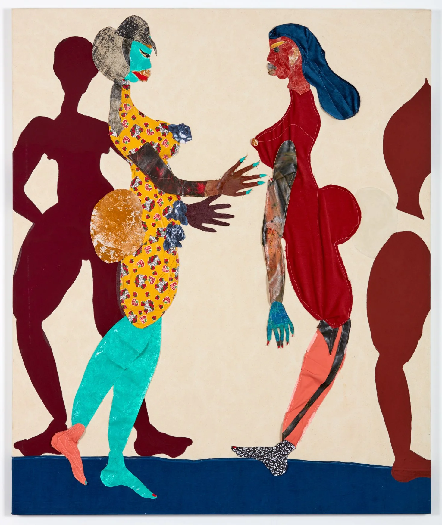 Tschabalala Self, Out of. Body, oil and fabric collage on canvas, 182,9 x 152,4cm, 2015