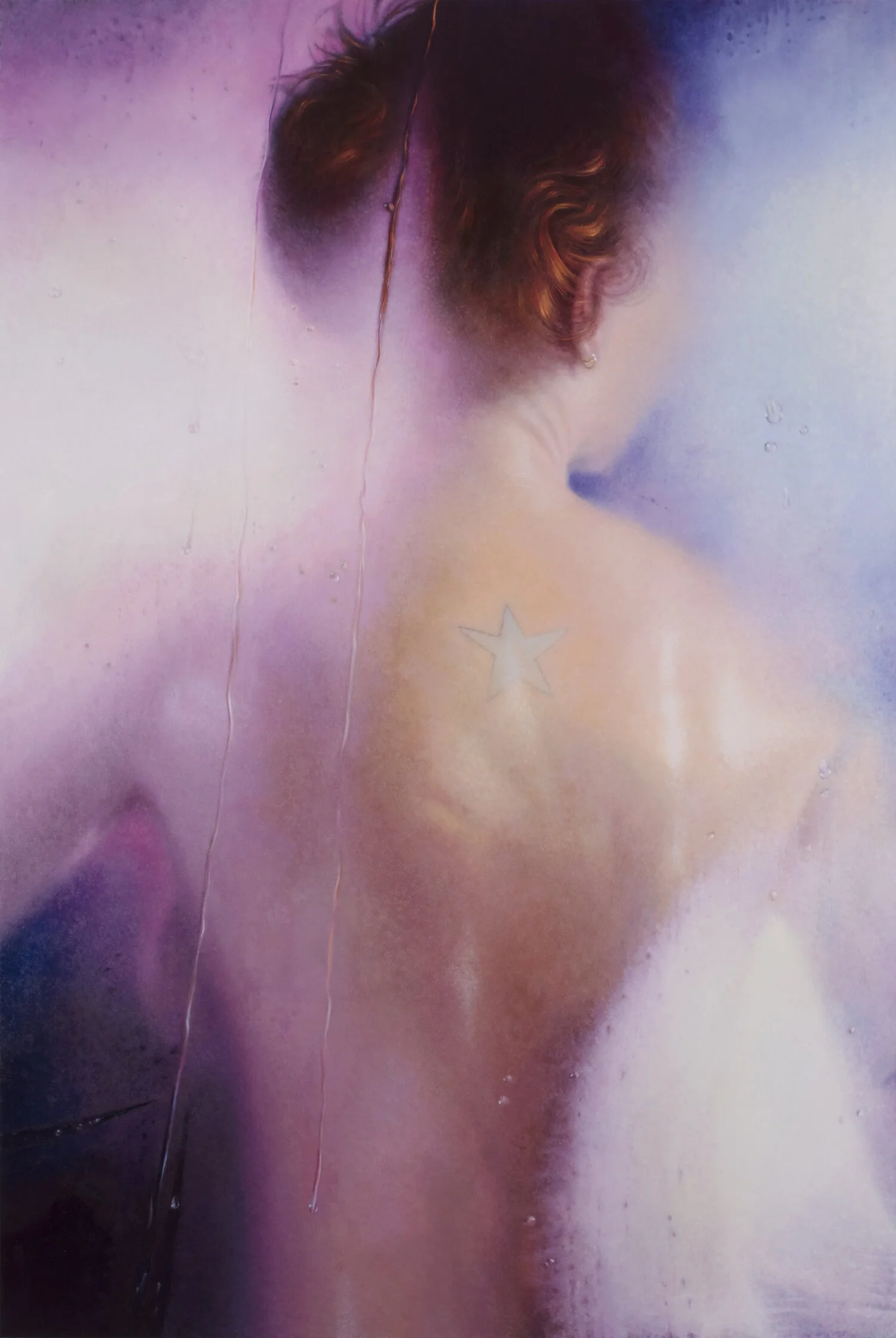 Marilyn Minter, Star Tattoo, 2018, Enamel on Metal, 72 x 48 inches