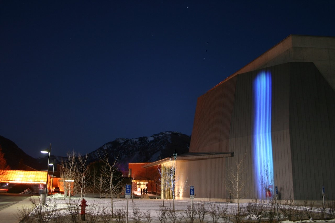 Andrea Polli, “Particle Falls,” installed at Utah State University (photograph by Mikey Kettinger)
