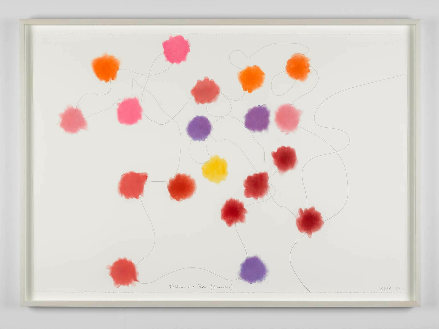 Spencer Finch, Following a Bee (Zinnias), pastel and pencil on paper, 76.8 x 111.8 cm, 2018 
