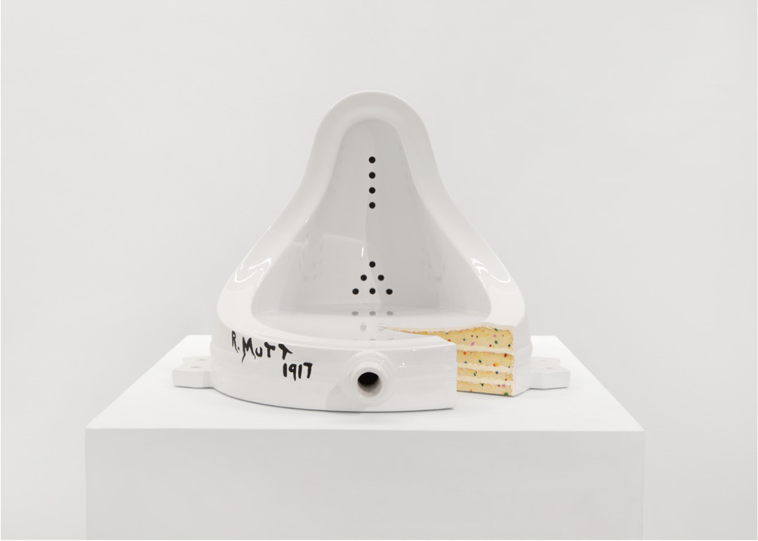 Claire Fontaine, Replica (a piece of cake), resin and tinted epoxy paste, acrylic paint and varnish, 63 x 48 x 35cm,  2022-24