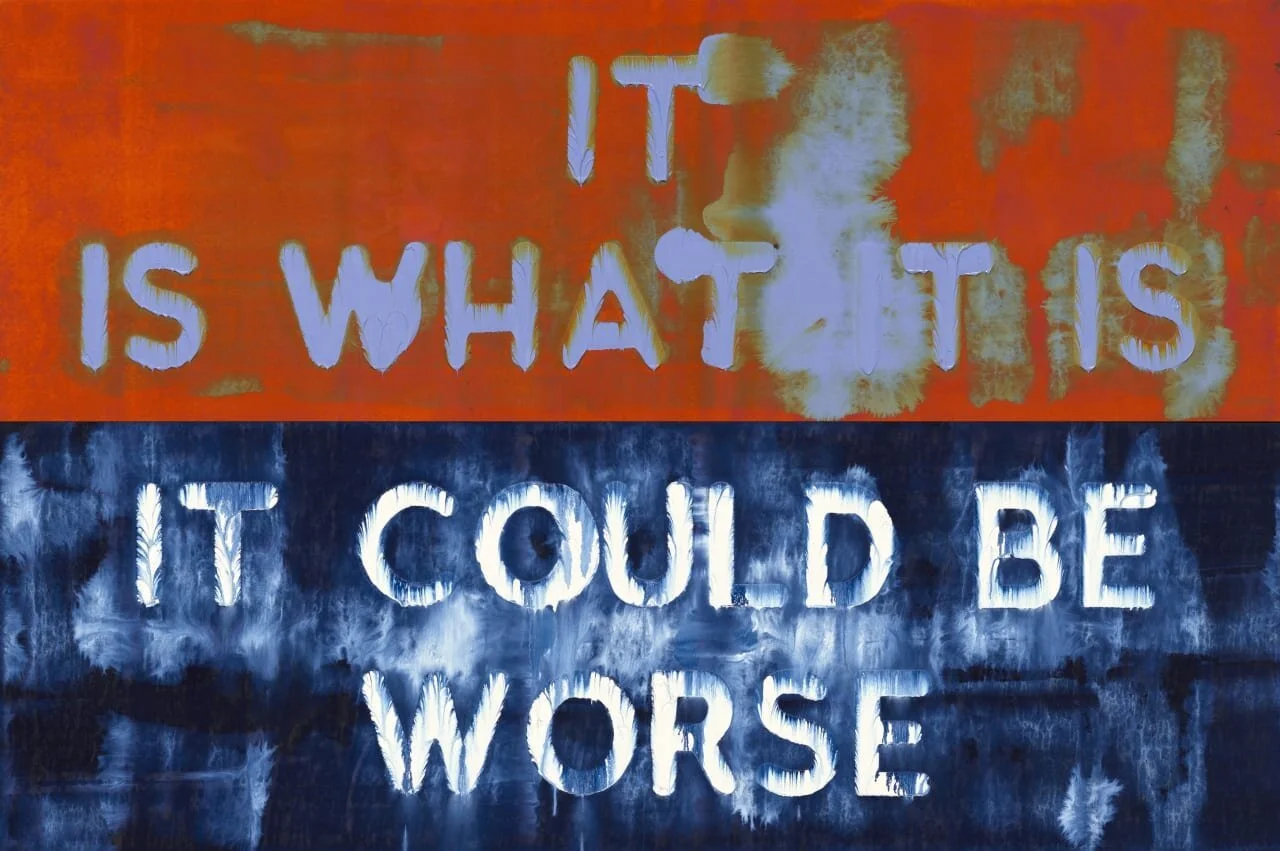 Mel Bochner, It Is What It Is / It Could Be Worse, oil on velvet, 149,9 x 2273,3cm, 2019
