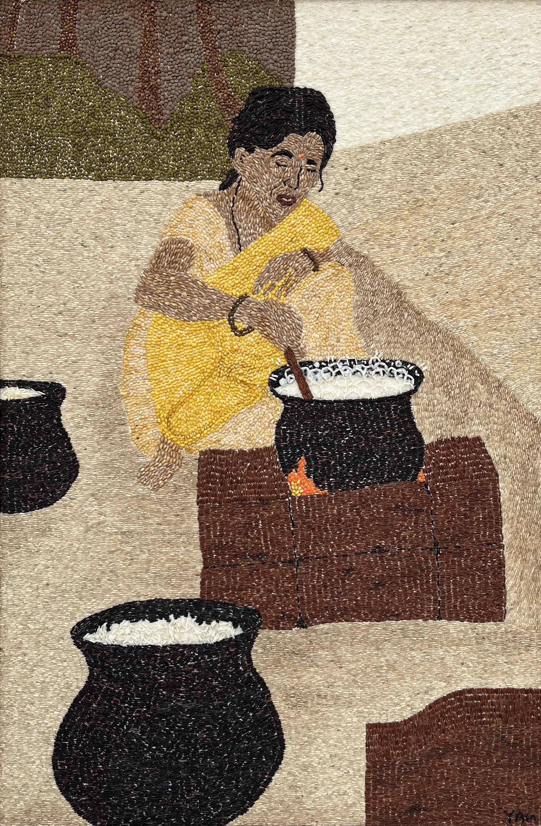 Yaminee Patel, Cooking Rice, 36 x 24 inches, 2025