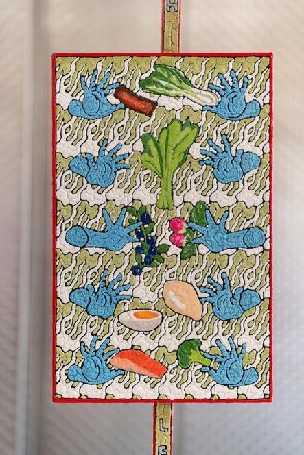 Kara Chin, Protein Rich, Leafy Greens, cornflour, PVA, pigment and timber, 40 x 25 x 2 cm, 2022.jpeg