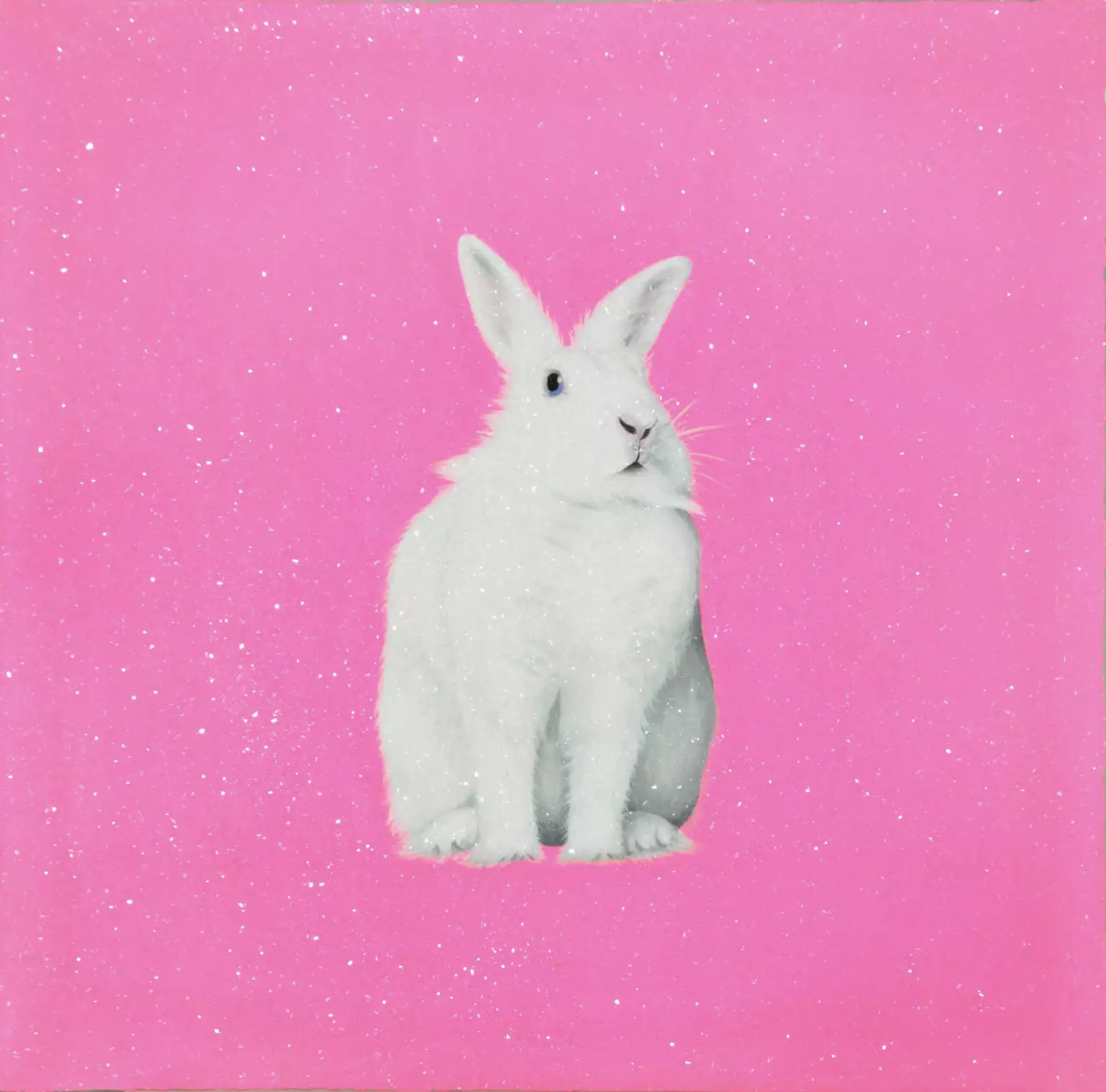 Paula Urzica, Pink Rabbit, oil on canvas with diamond dust, 59,7 x 59,7cm, 2023.png
