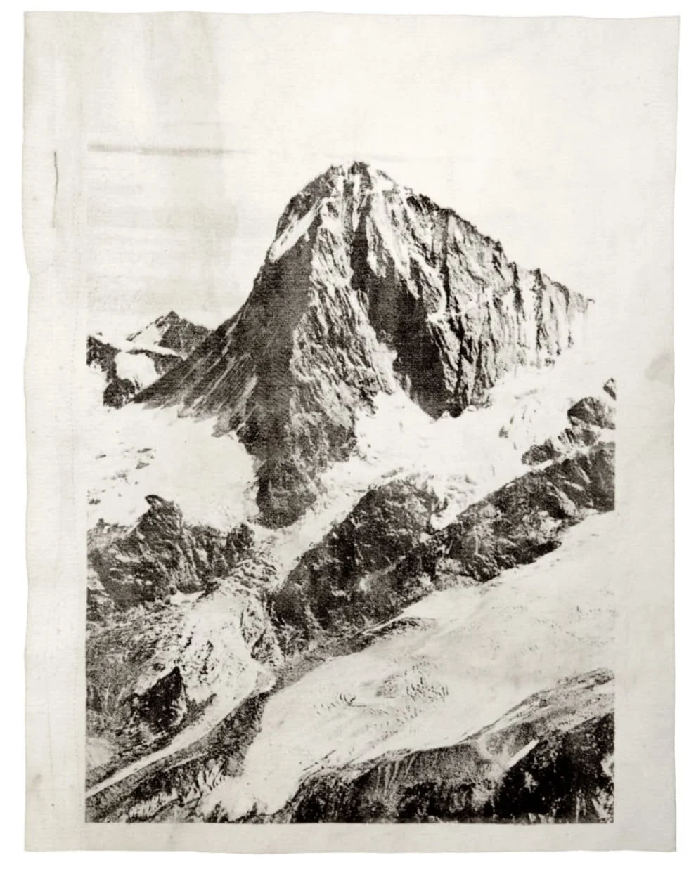 Douglas Mandry, Dent Blanche, from the series Monuments, lithography on used geotextile (glacier protection blanket), 128 x 102, 2021.jpeg