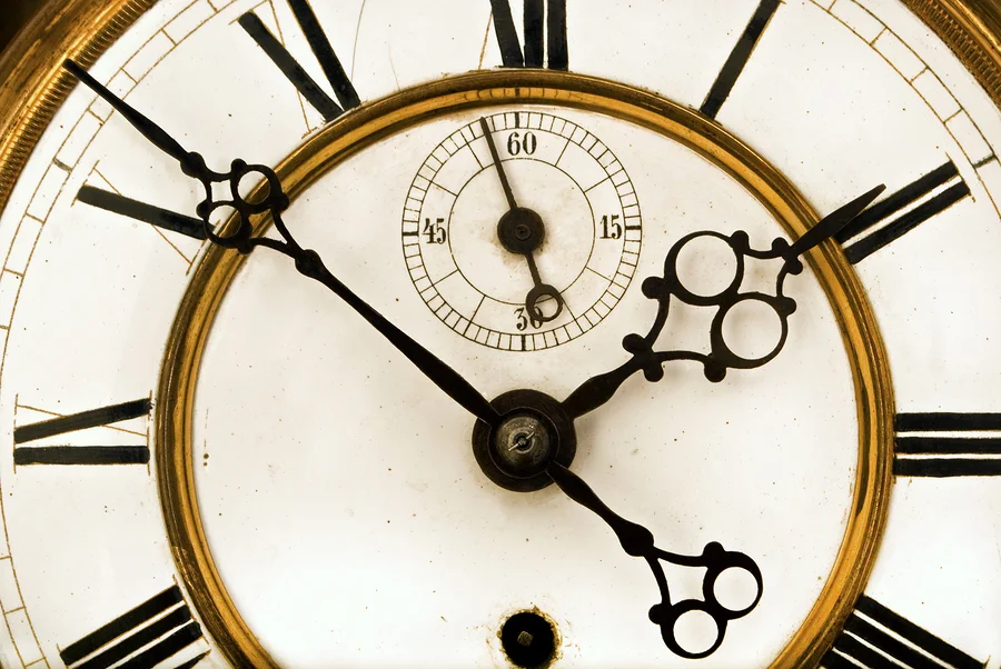 A clock face, close up