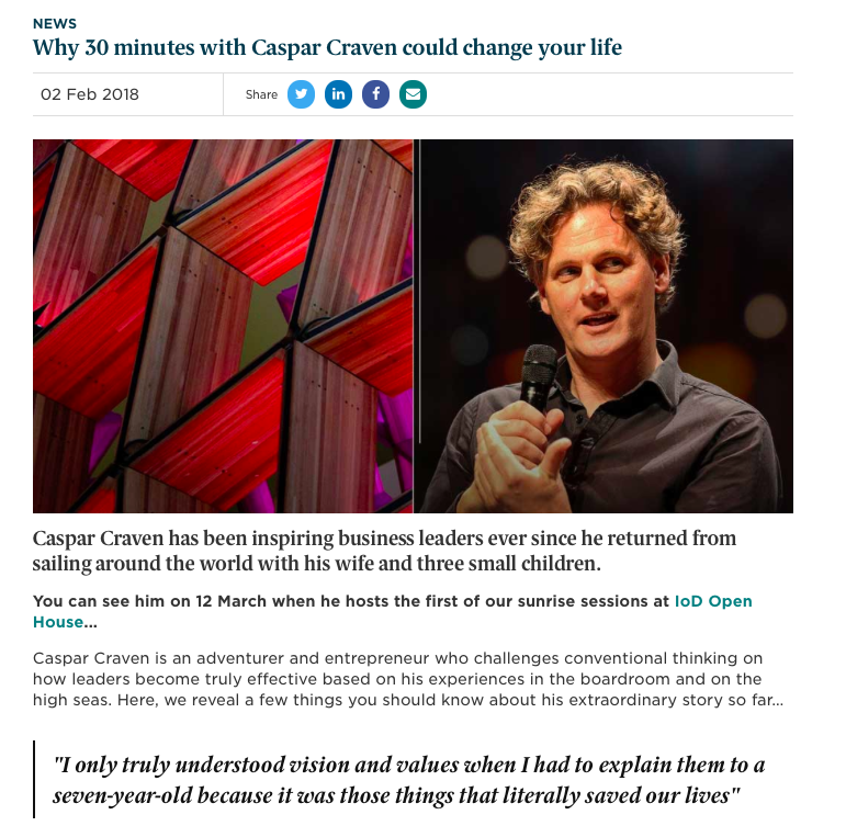 Read the full article on the Institute of Directors website .