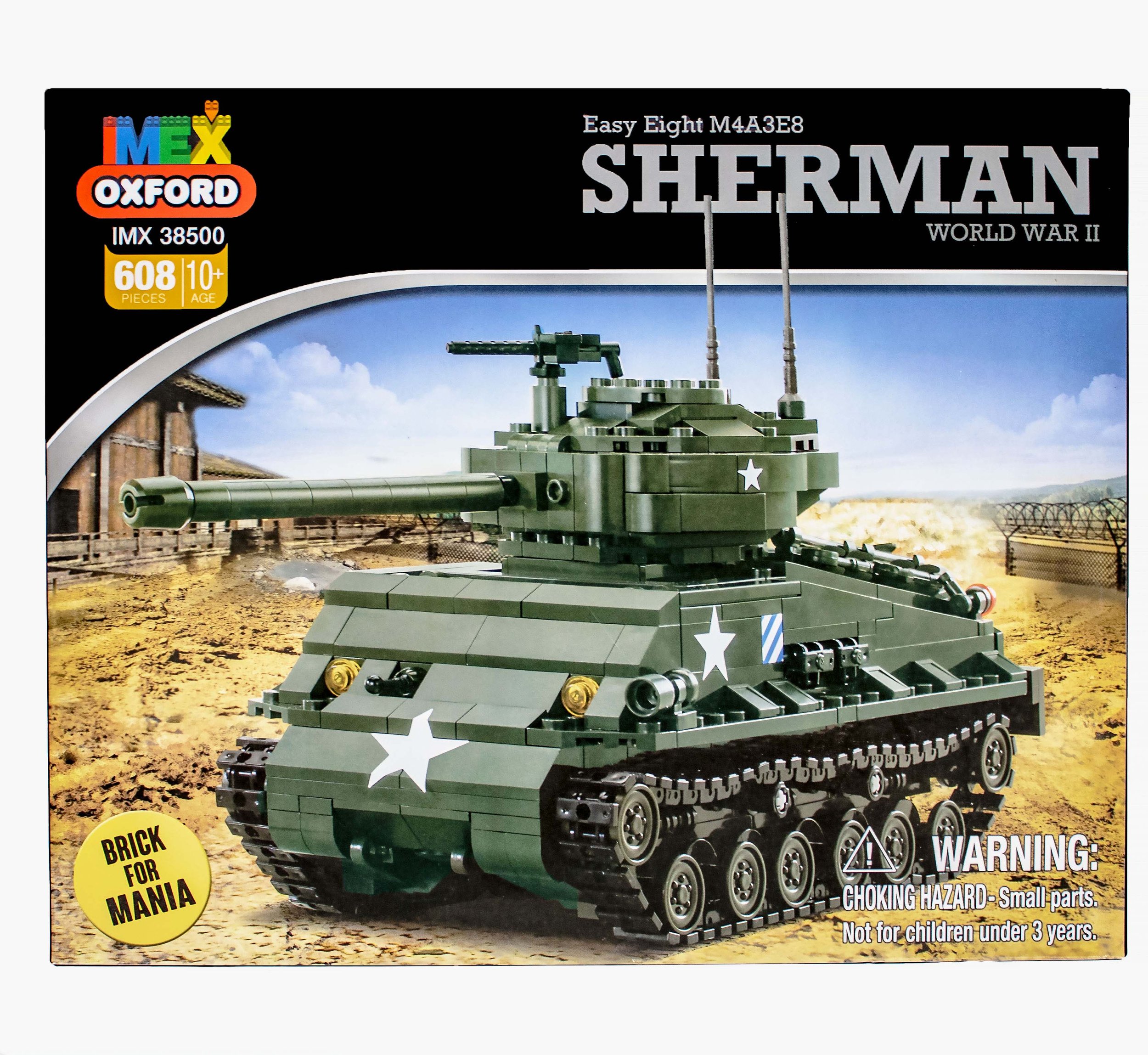 IMEX OXFORD SHERMAN M4A3E8 EASY 8 U.S. MEDIUM TANK BRICK BUILDING SET (608 PIECES)