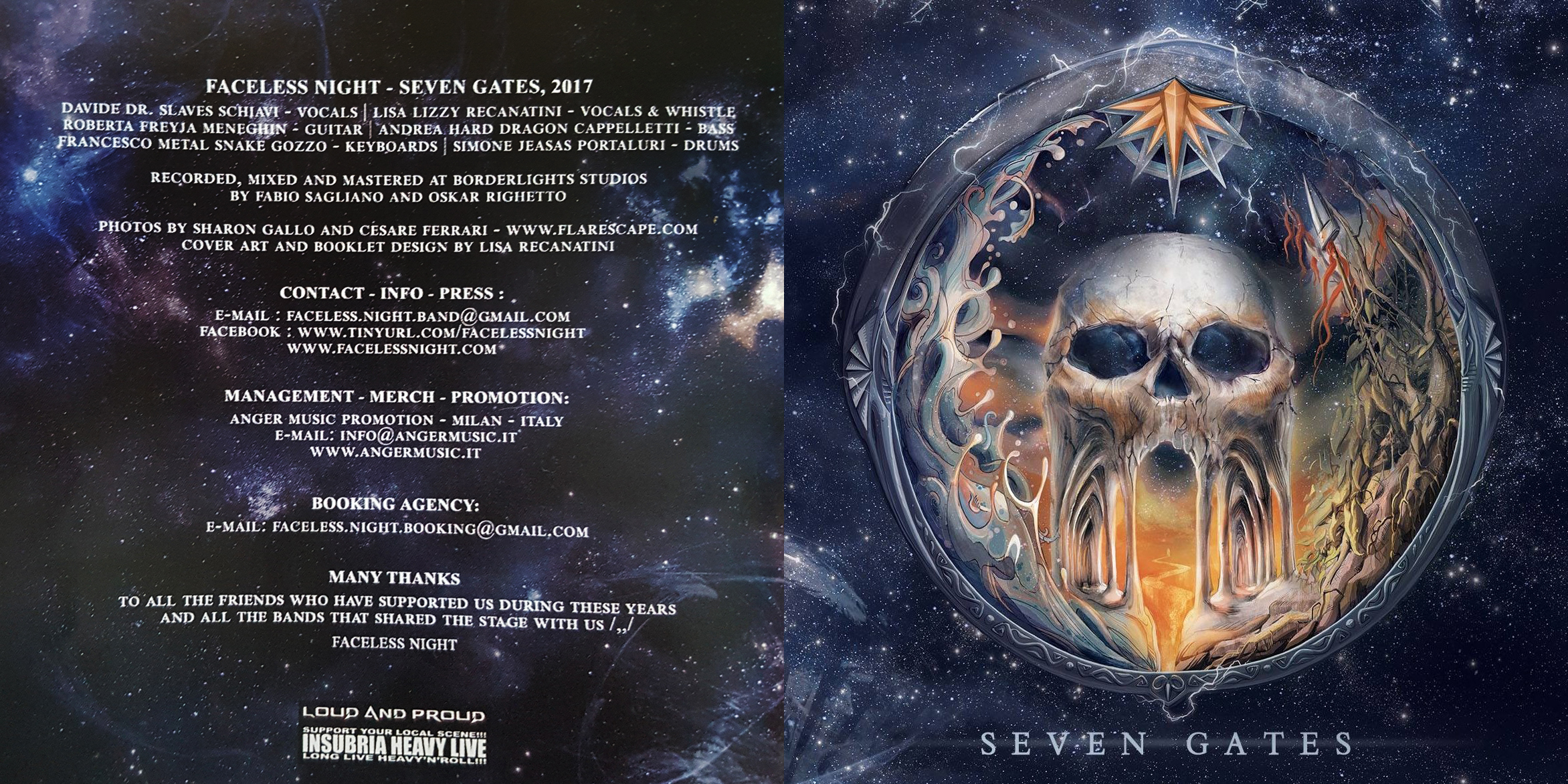 Faceless Night – Seven Gates (2017); cover artwork by Lisa Recanatini