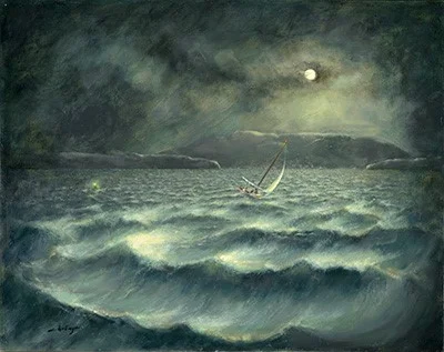 "THE NOR’EASTER" is a painting by Ed Challenger which inspired Cary's poem by the same name which you can hear in the above reading clip. (Painting used with and by the artist’s permission.) 