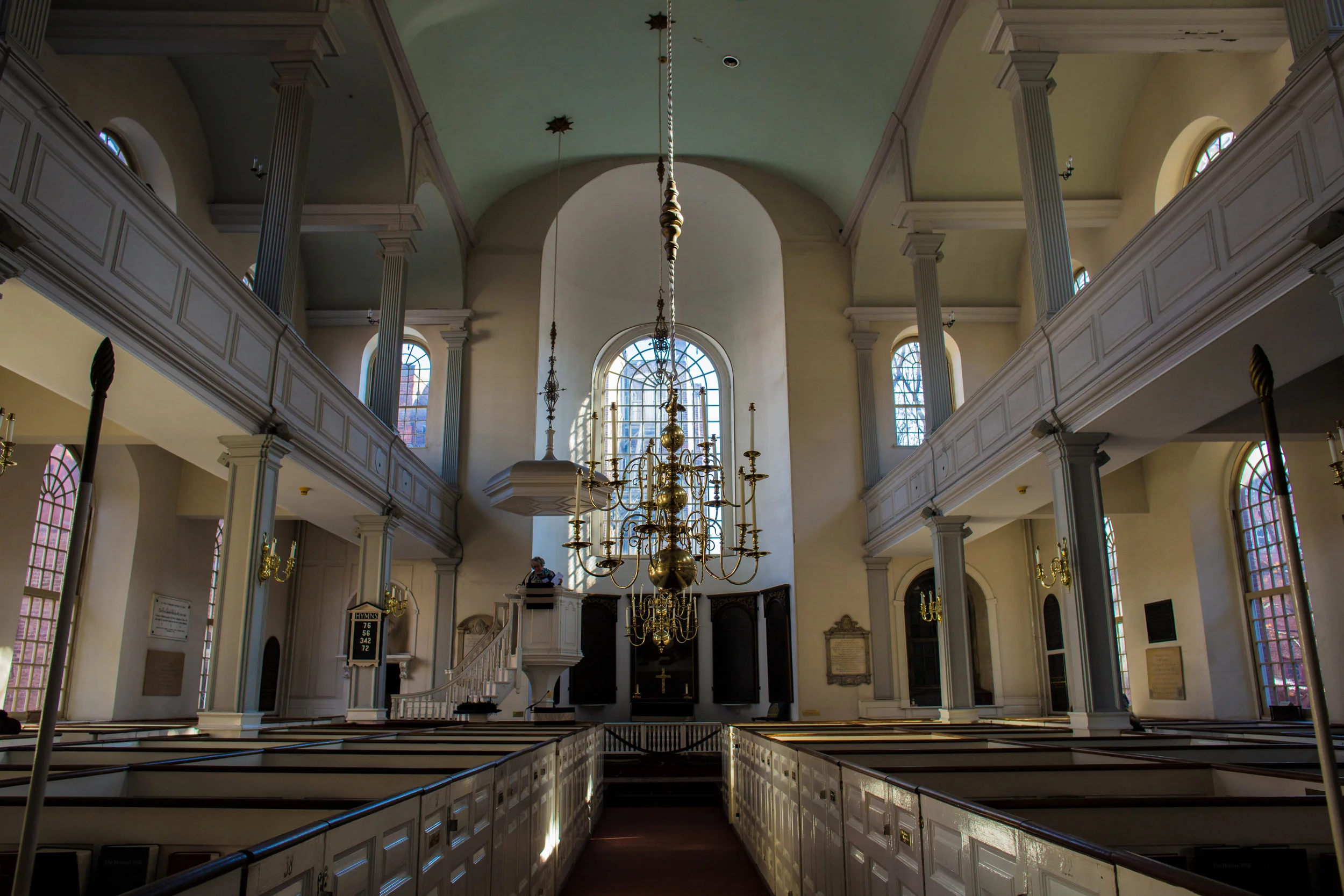  This photo is inside one of the oldest churches in America. The Old North Church played a pivotal part in shaping American History and was at one point the Tallest Building in the western hemisphere. Still to this day a pew arereservedd for Paul Rev