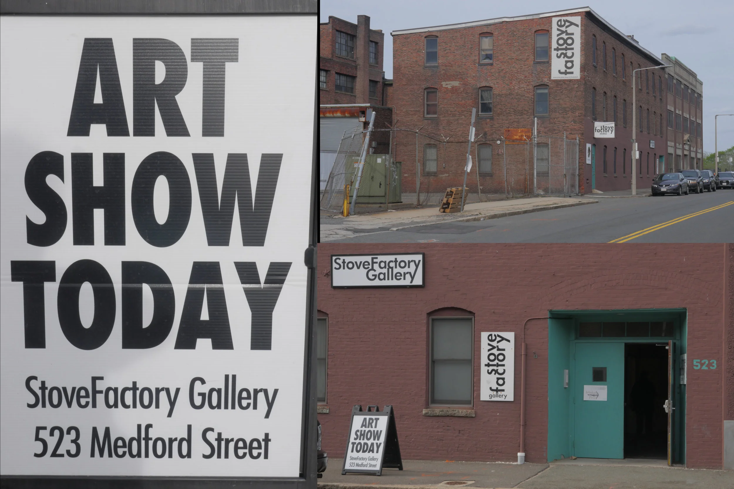 Exteriors of the StoveFactory Gallery, located at 523 Medford Street, the headquarters of the Artists Group of Charlestown and the location of Carol's studio.