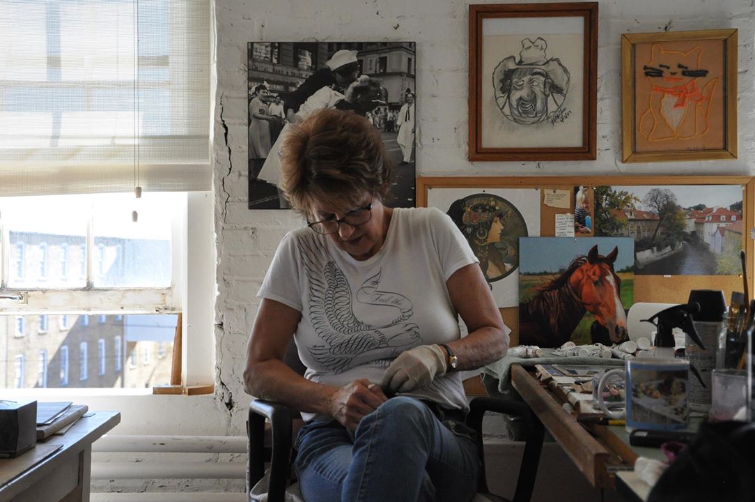 Maria trying something new with an antique bowl she recently salvaged