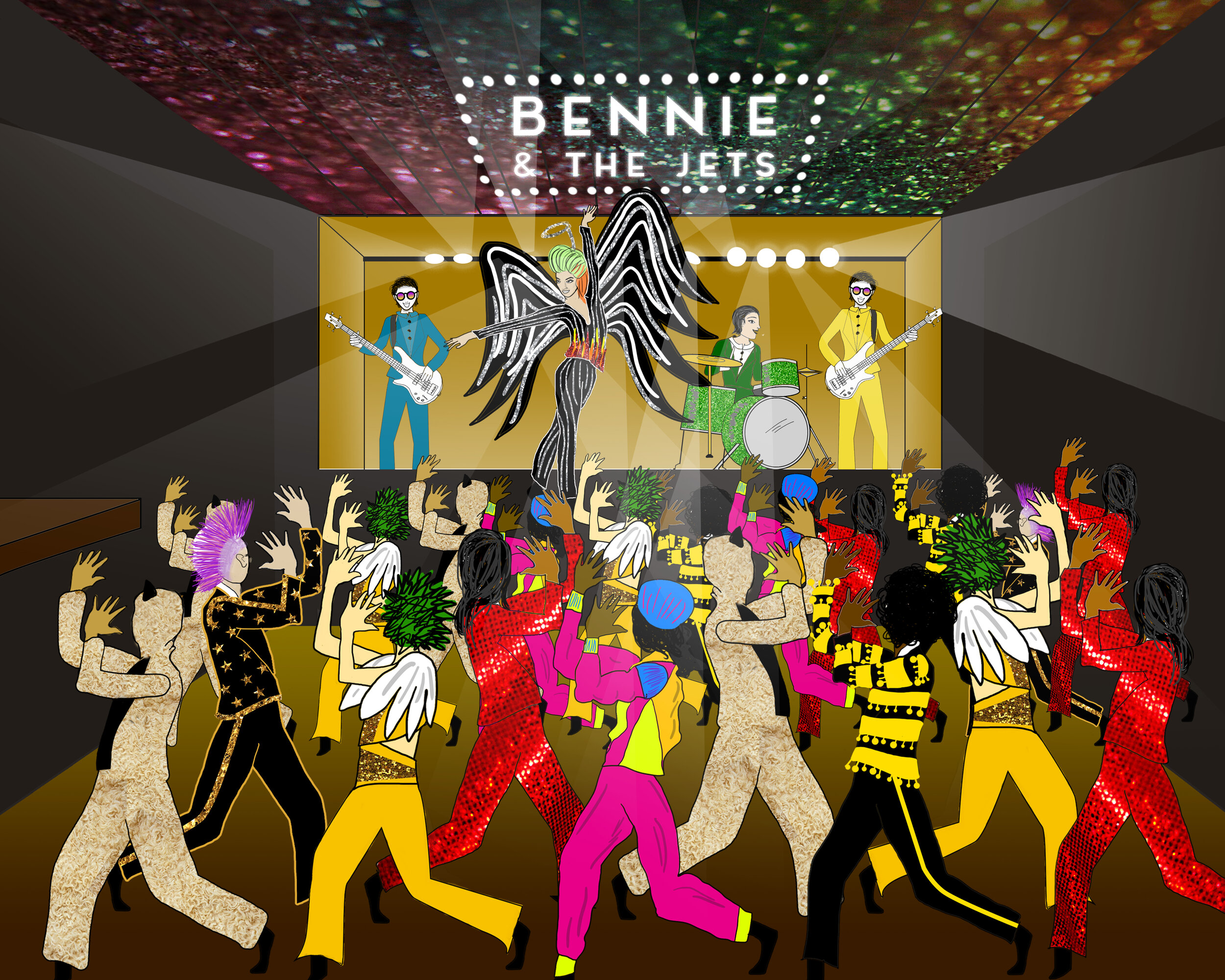 Throughout the rest of the video, Bennie slowly transforms her lifestyle, becoming more and more colorful and unique. She starts bringing other girls from the original audition scene into the underground. The grayscale world is soon a thing of the past.