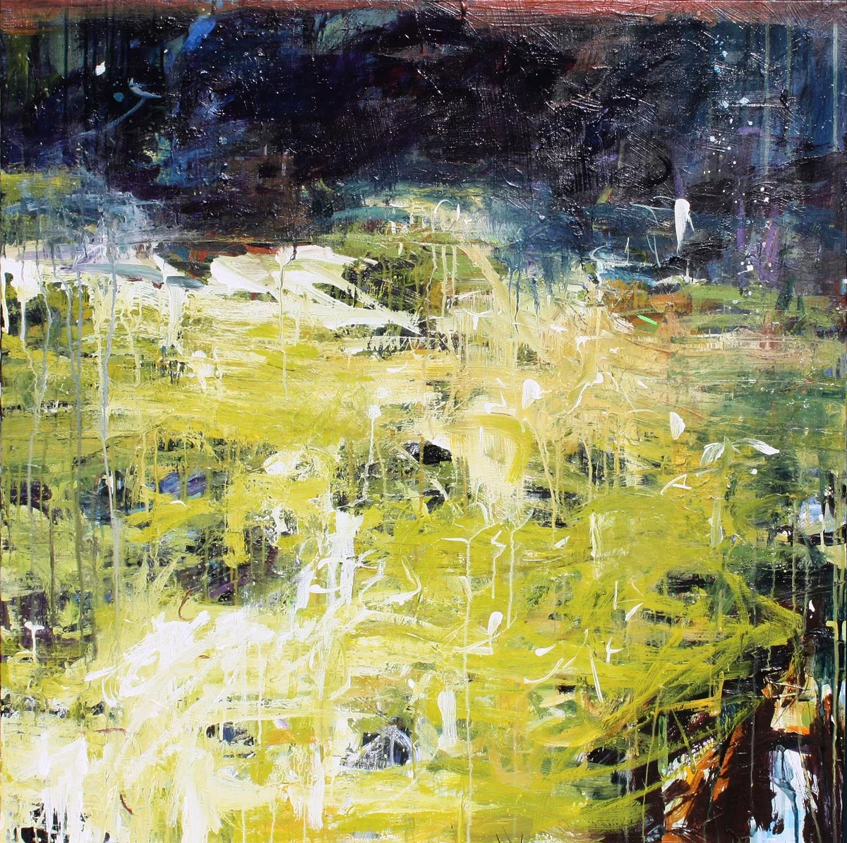 Latourell, green contemporary painting by Portland artist Karen Silve