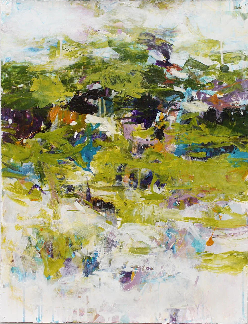 Karen Silve, abstract painting on paper, Oasis 3