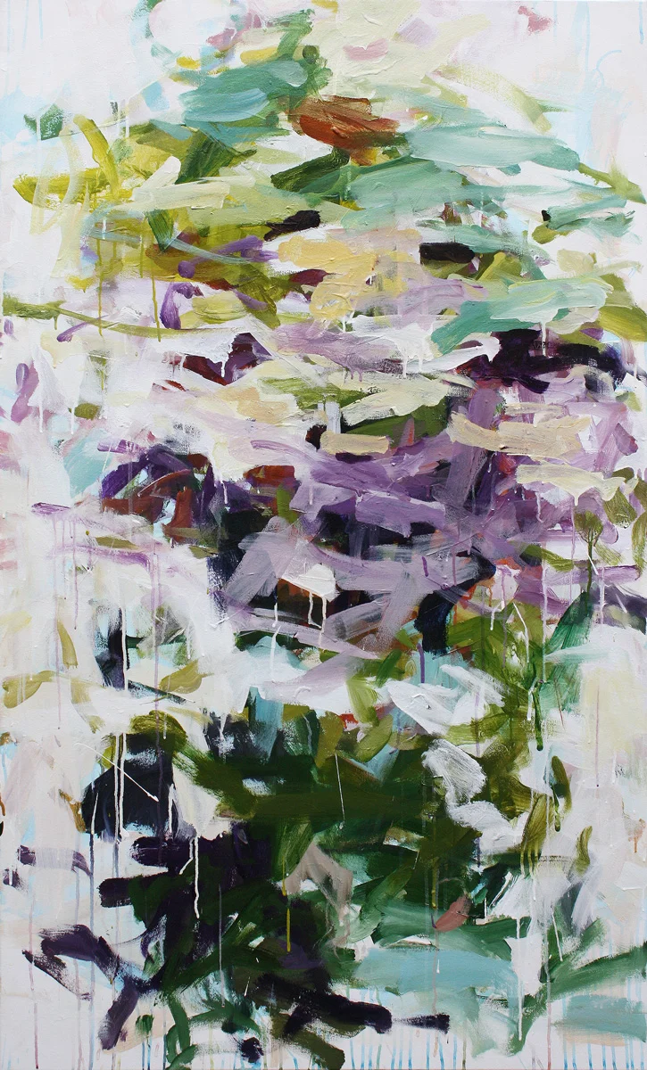 Lavender Abstract Painting - Beijing Tree 6 by artist Karen Silve