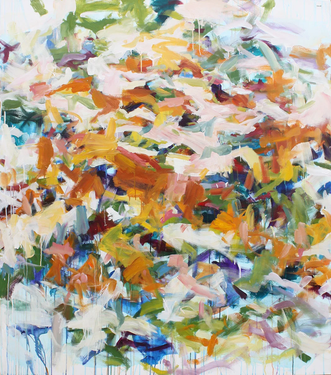 Karen Silve, abstract acrylic painting, Sunlight Breathes the Air