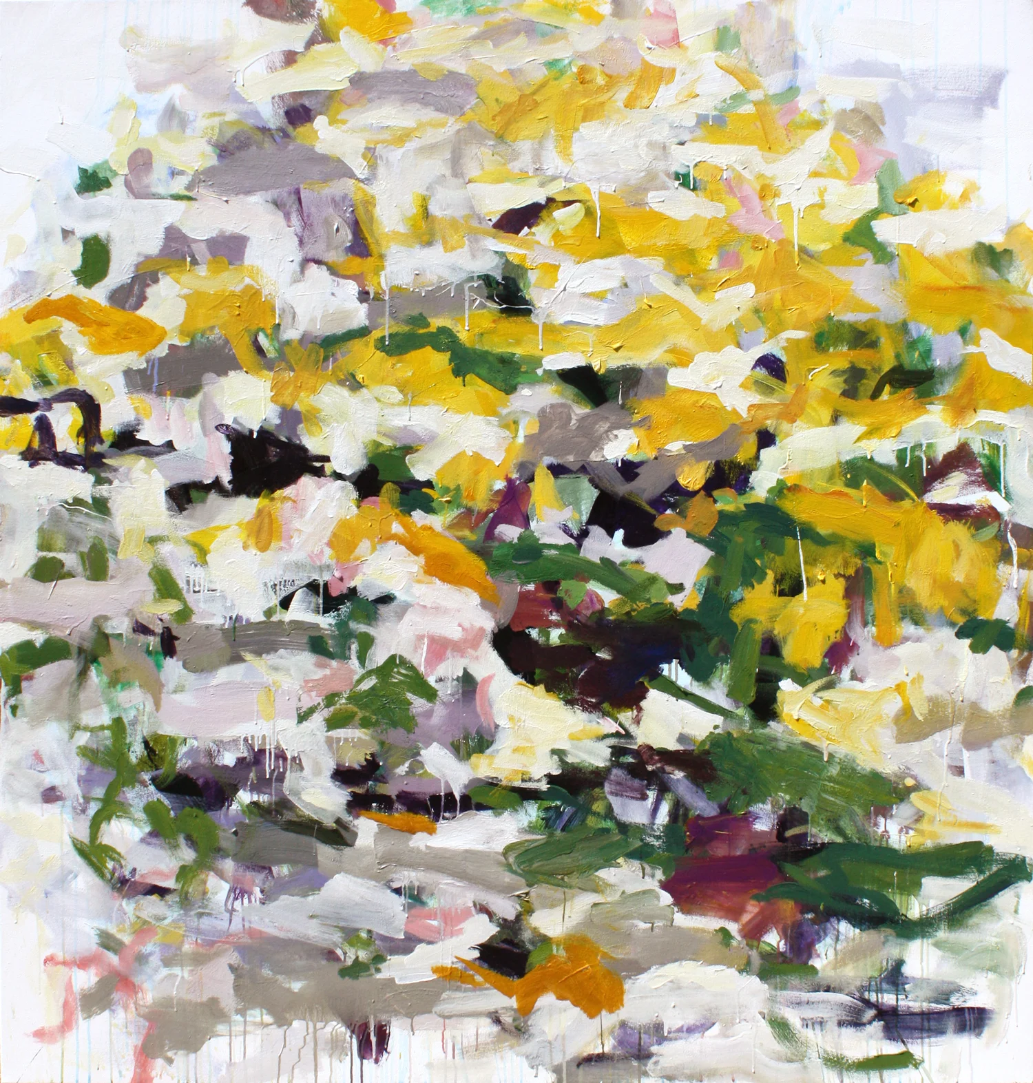 abstract yellow painting by contemporary artist Karen Silve