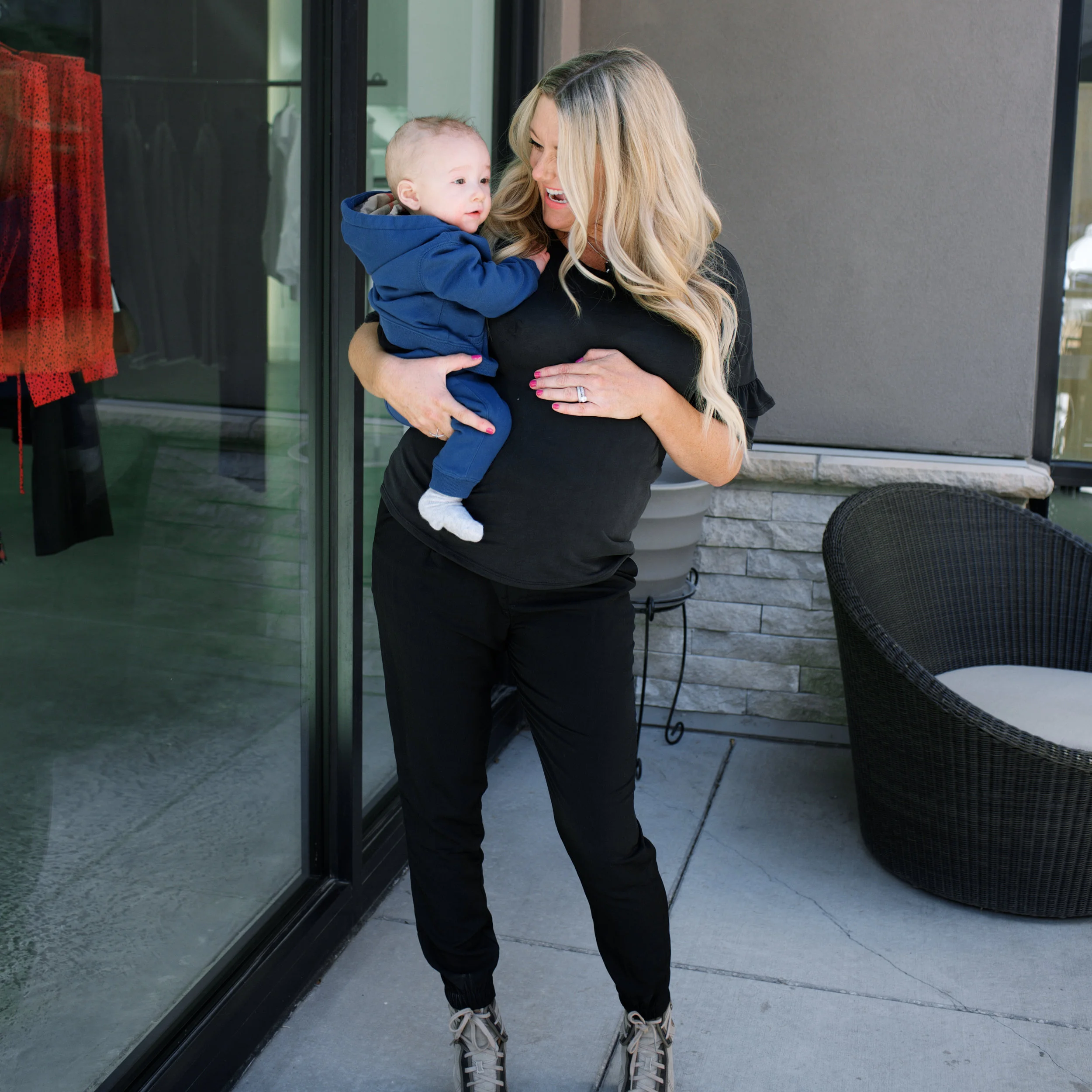 Black Maternity Trousers = Pink Blush