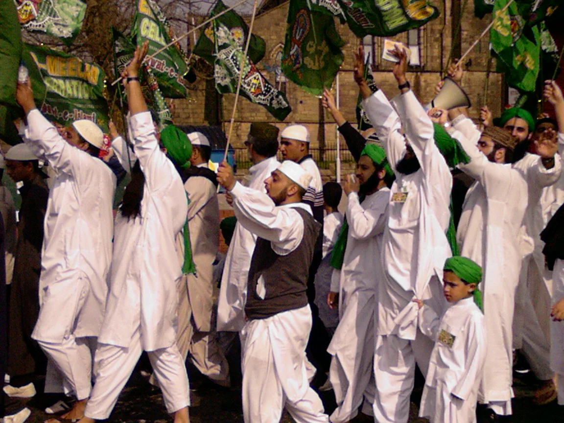 Image: drinksmachine, Flickr Eid Milad-un-Nabi procession in Ribbleton, Preston, celebrating the birth of the Prophet Mohammed