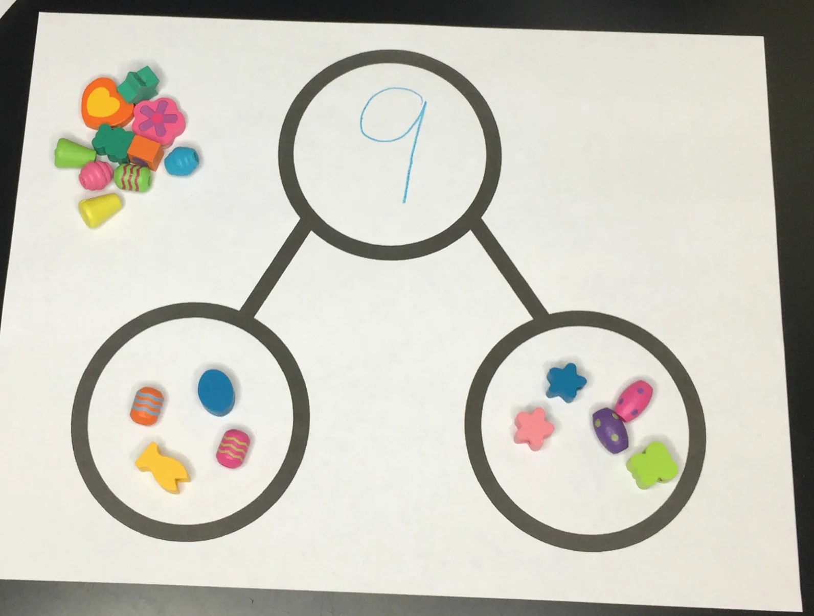 Kids can use manipulatives and number bonds together.