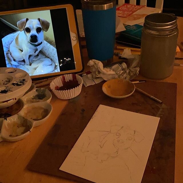 I swear full moons give me insomnia! Oh well, might as well get some painting accomplished if I&rsquo;m gonna be awake anyways! #fullmooninsomnia #petportraitartist #illustratorsoninstagram