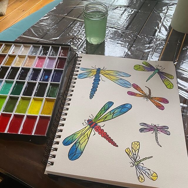 Painting #dragonflies #watercolor #gouache #dragonflypainting #dragonflyart