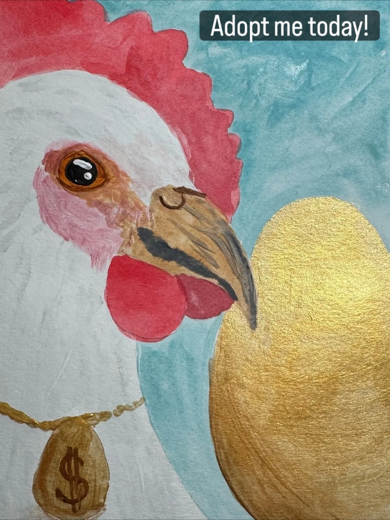 Egg Pimp is ready to move in with you! Available on my website, link in bio! #eggpimp #nokings #supportartists #chicken #funnychicken #priceofeggs #goldenegg #goldnugget