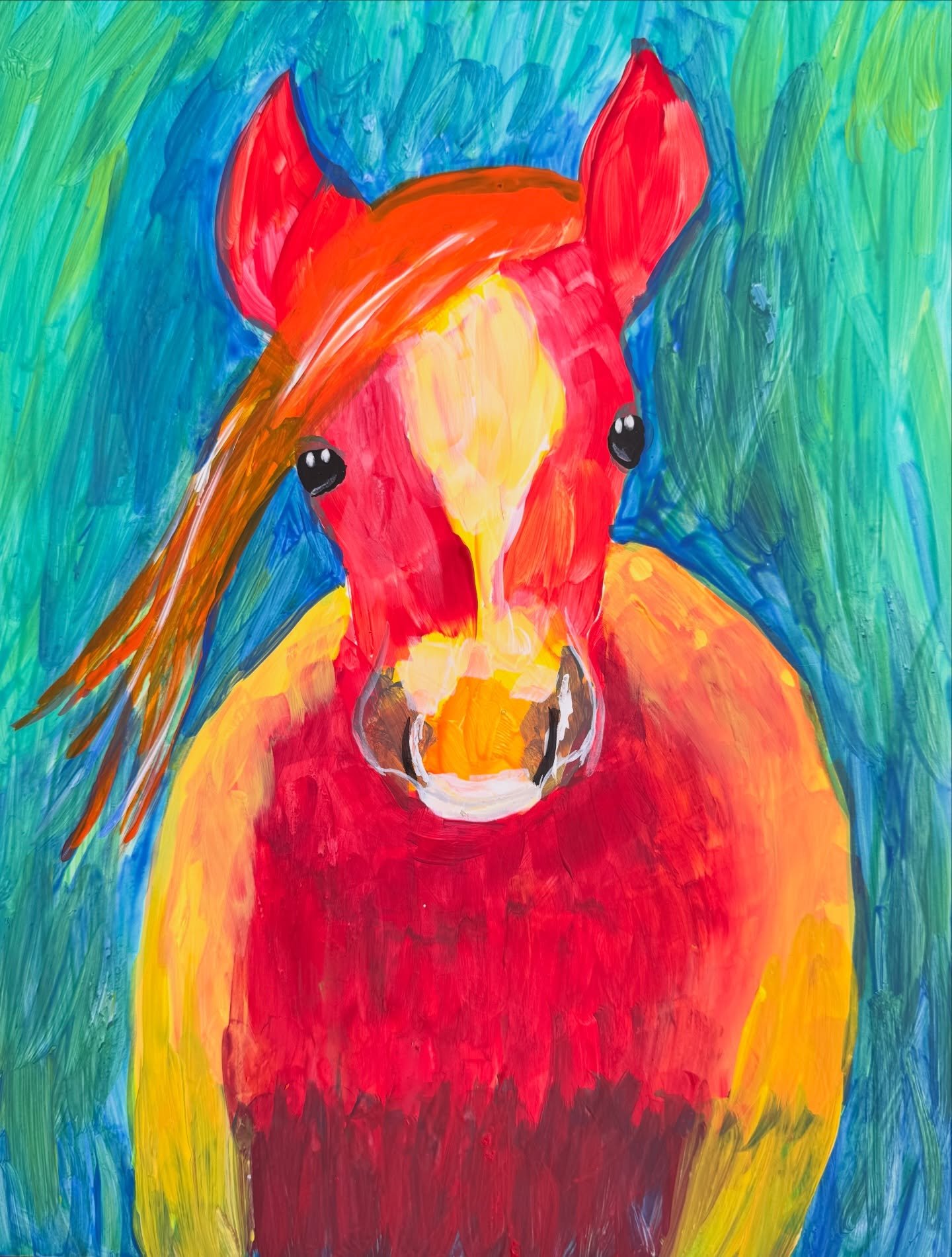 Inspired by @brandicarlile. Saw her last weekend in #minneapolis I think it&rsquo;s time for another  relisten of her audiobook. ❤️ #horsepainting #yupo