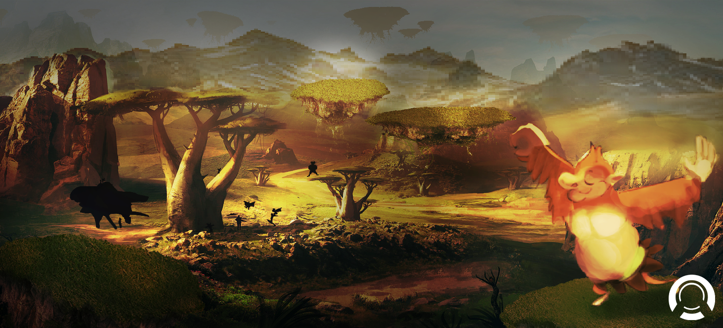 Mat painting depicting the world of the Wugoys.